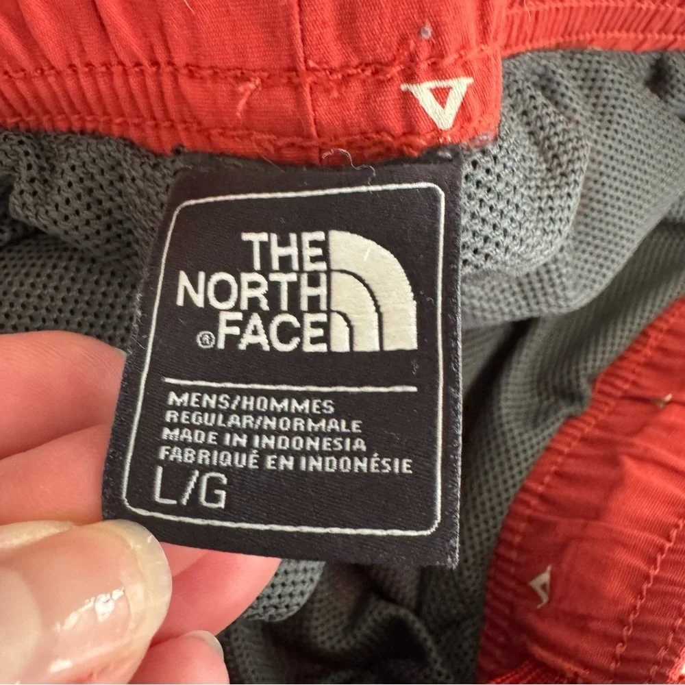 The North Face Men's Red Swim Trunks with Triangle Pattern